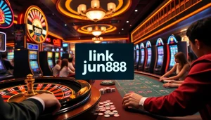 Placing bets at a vibrant casino while exploring the link jun88 for exciting gaming experiences.