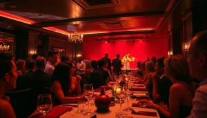 Dinner sxm at Club Noir, showcasing vibrant nightlife and elegant guests enjoying dinner amidst captivating performances.