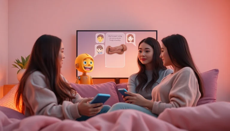 Engaging sex chat ai interaction in a cozy digital chat setting, showcasing playful AI characters.