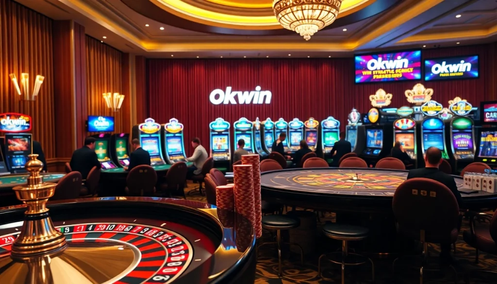 Engaging players strategizing on Okwin at a vibrant casino table.