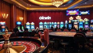 Engaging players strategizing on Okwin at a vibrant casino table.