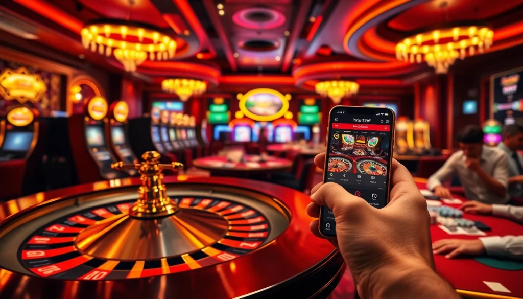 Experience ink vao 12bet in a luxurious casino scene showcasing vibrant tables and happy players.