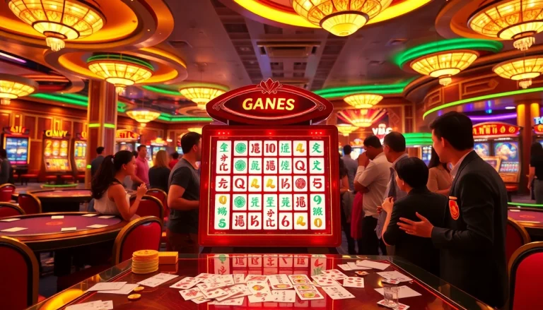 "Experience thrilling Mahjong slot demo gameplay with vibrant casino visuals of players enjoying the slot machine."