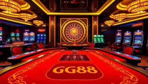 Experience high-stakes gaming at GG88's luxurious casino table setting with a vibrant atmosphere.