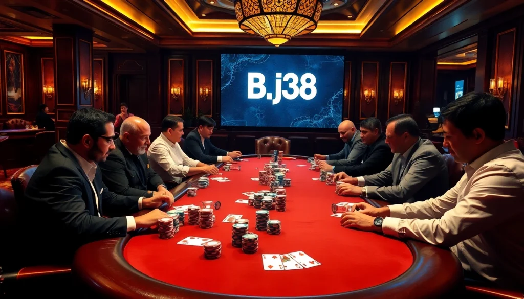 Engaged players enjoying a high-stakes poker game at BJ38 casino.