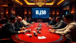 Engaged players enjoying a high-stakes poker game at BJ38 casino.