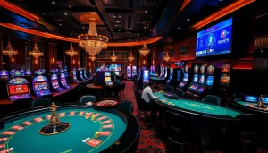 Experience the thrill of winning at the top club with vibrant casino tables and excited players.