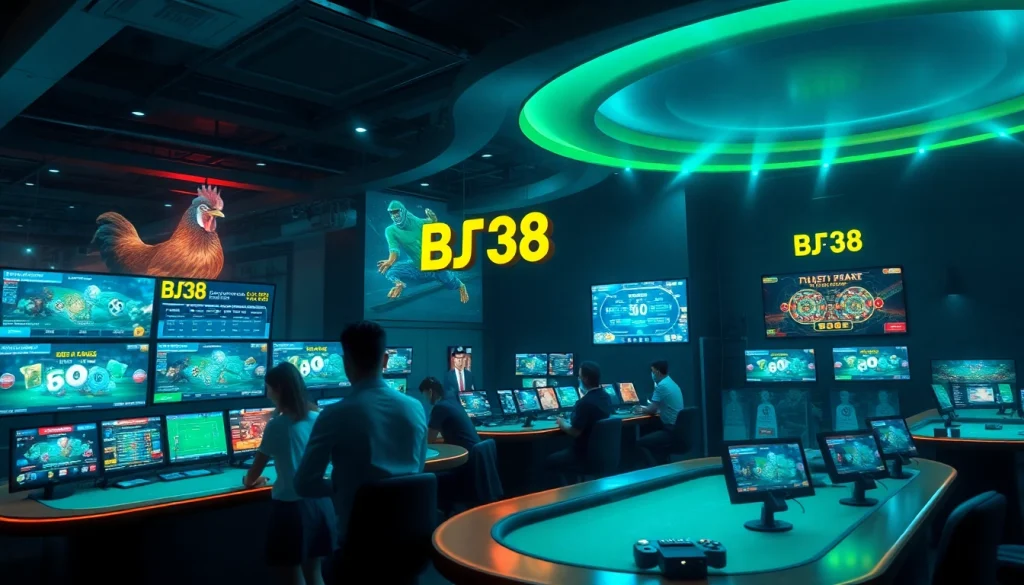 Engaging online gaming scene at BJ38 with dynamic betting interfaces and excited players.