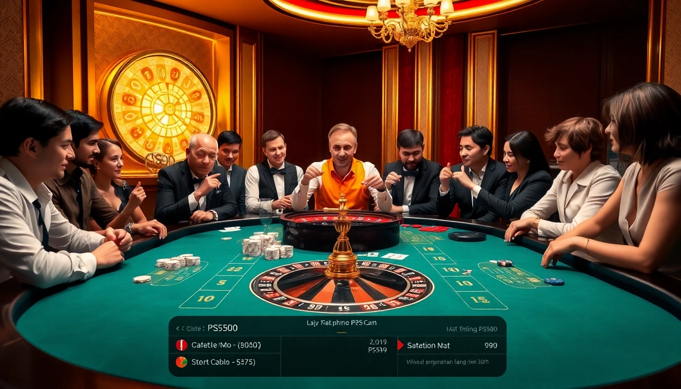 Experience the excitement of nhà cái PS99 with engaged players at a luxurious gaming table.
