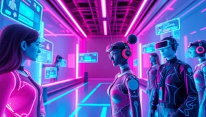 NSFW AI interaction in a futuristic digital landscape with immersive avatars.