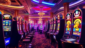 Players enjoying vibrant slot depo 1k machines in an upscale casino atmosphere filled with excitement.