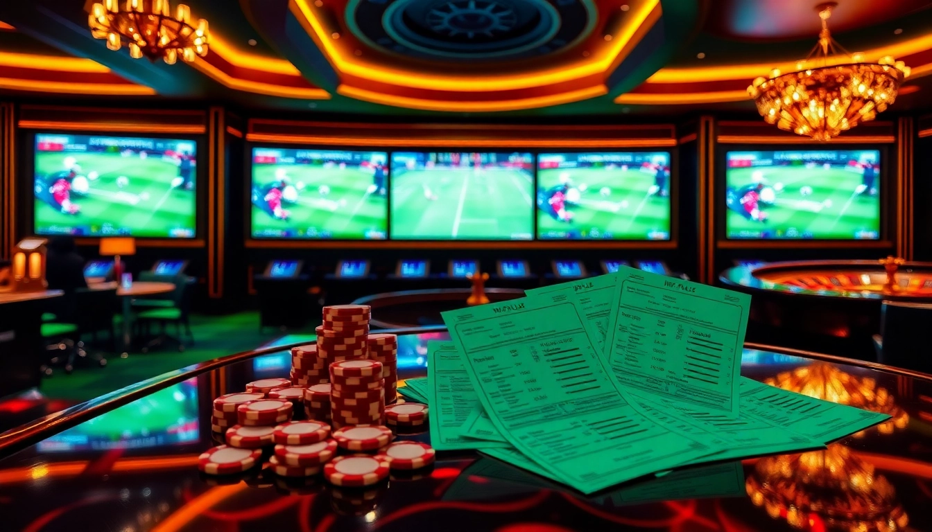 Experience the thrill of Mix Parlay betting in an upscale sportsbook with live soccer matches.