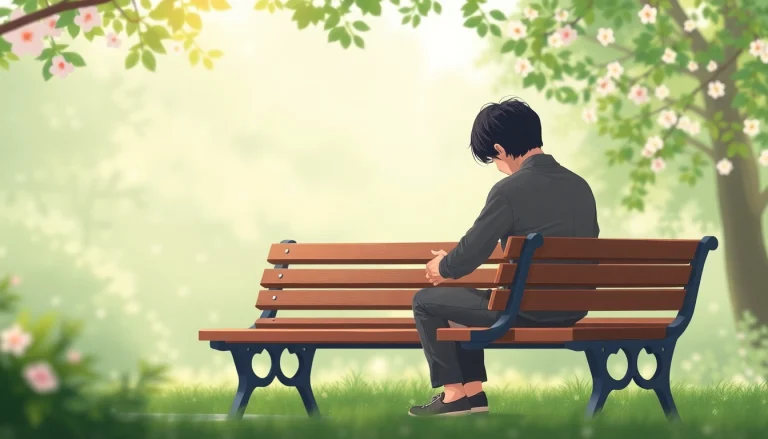 Visual representation of depression symptoms reflected in a person’s pensive expression in a peaceful park setting.
