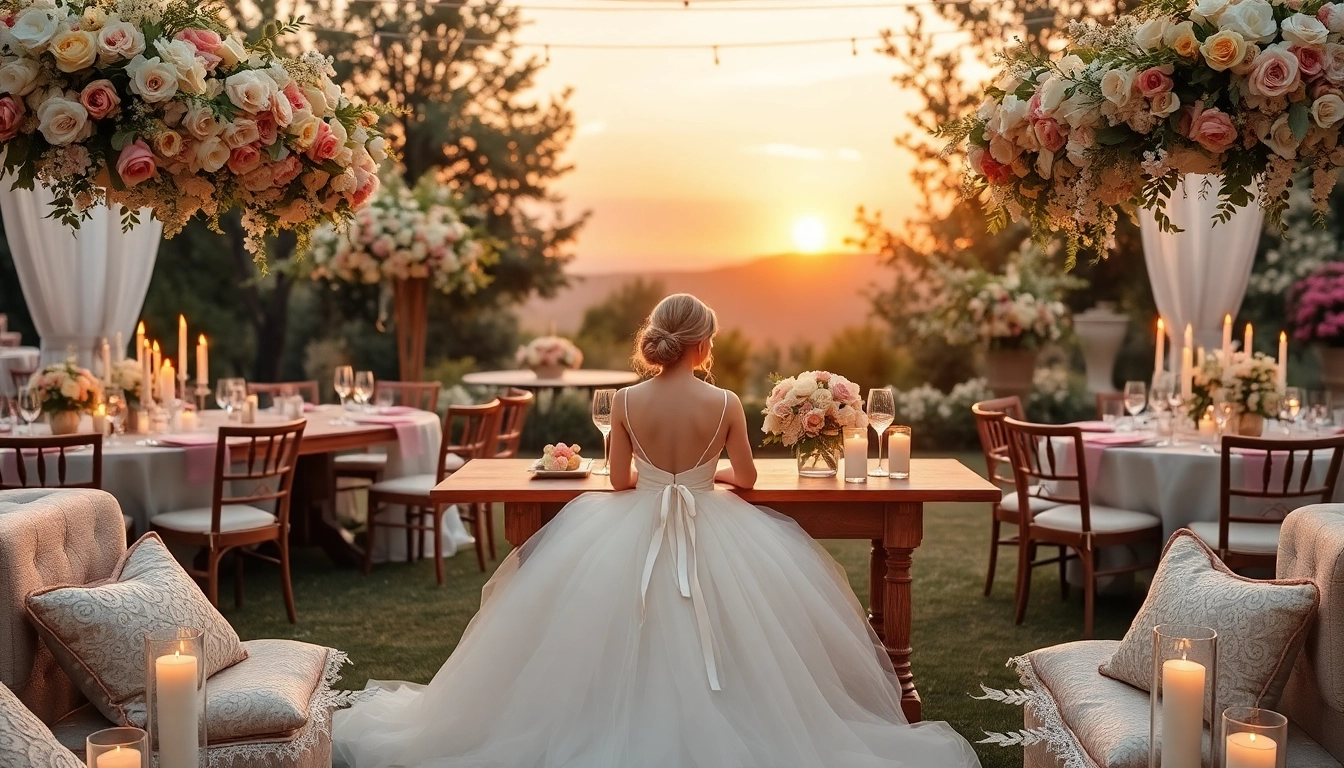 Stunning Wedding & Event Rentals setup featuring elegant floral décor and fine tableware.