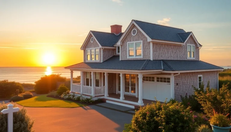 Stunning Cape Cod home design showcasing an elegant expansion with a garage, blending style and tranquility.