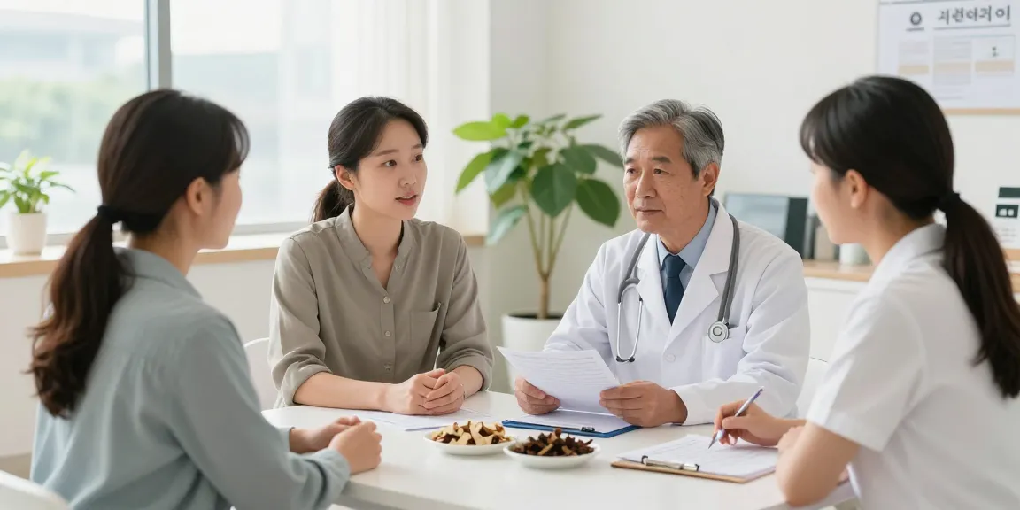Patient consulting at 수원교통사고한의원, discussing treatment for after-accident recovery.