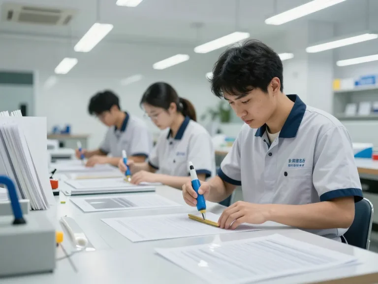 Technician expertly bóc plastic from documents using specialized tools in a clean workshop.