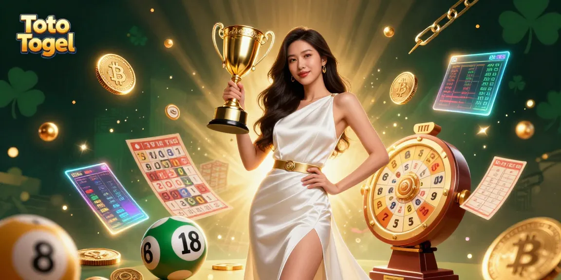 Engage with Toto Togel and win big with this vibrant lottery-themed illustration showcasing exciting game elements.