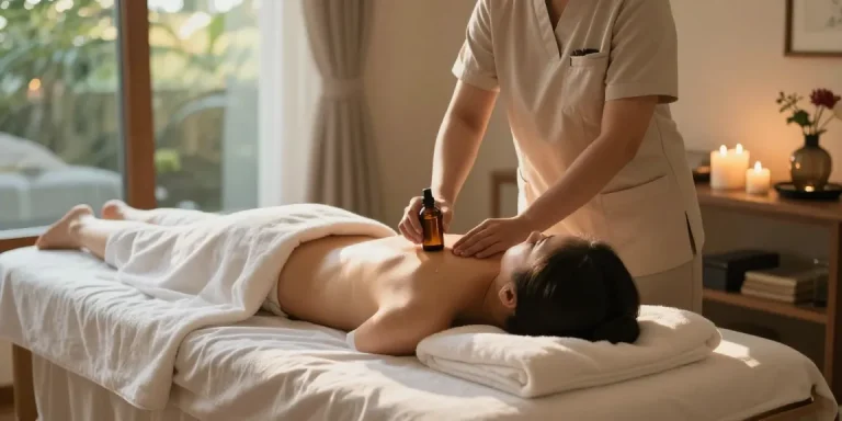 Relaxing 창원마사지 treatment scene with a calming atmosphere and skilled therapist.
