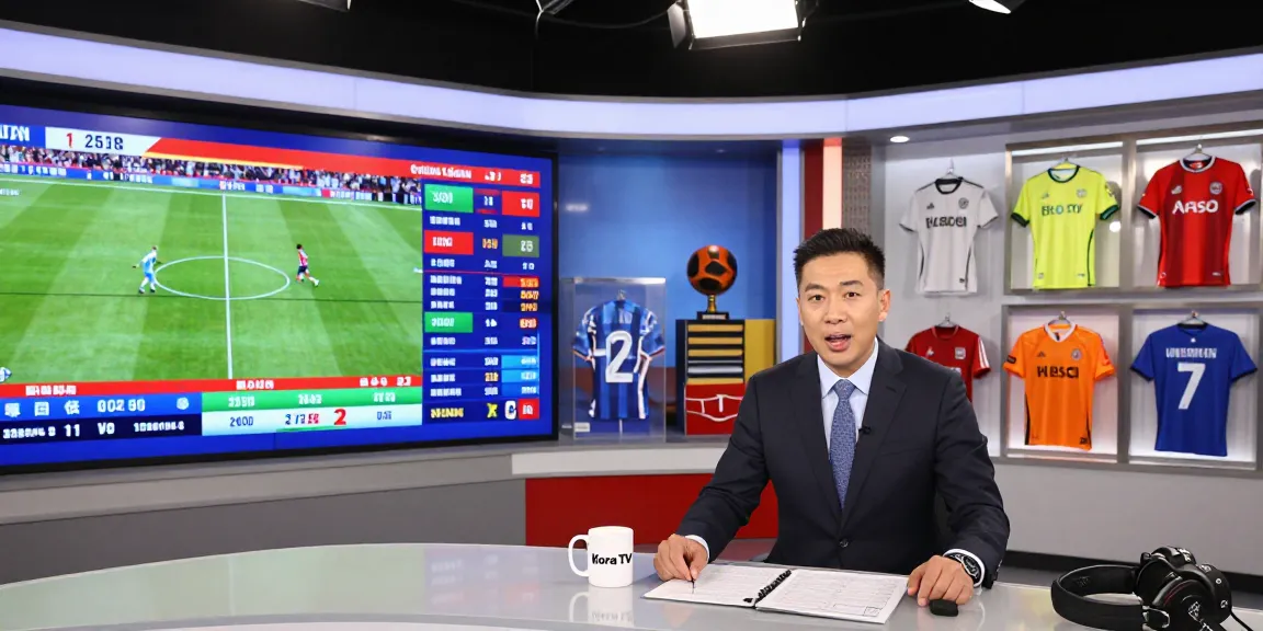 Kora TV sports update broadcast with live match statistics and host.